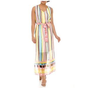 Nine West Sleeveless Printed Chiffon Maxi Dress